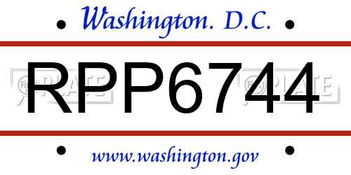 RPP6744 District Of Columbia License Plate