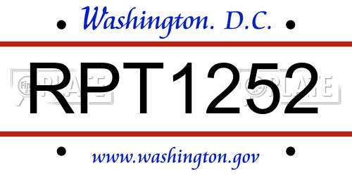 RPT1252 District Of Columbia License Plate