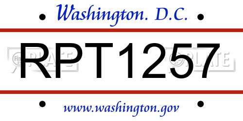 RPT1257 District Of Columbia License Plate
