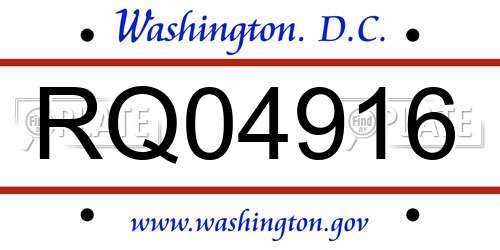 RQ04916 District Of Columbia License Plate