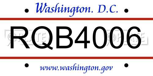 RQB4006 District Of Columbia License Plate