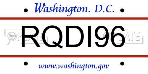 RQDI96 District Of Columbia License Plate