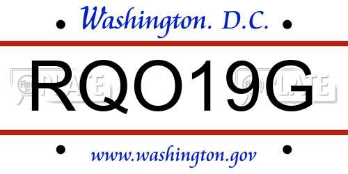 RQO19G District Of Columbia License Plate