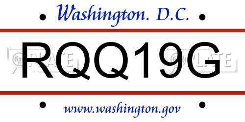 RQQ19G District Of Columbia License Plate