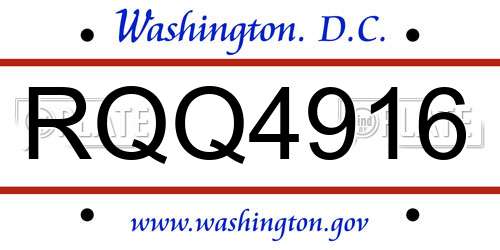 RQQ4916 District Of Columbia License Plate