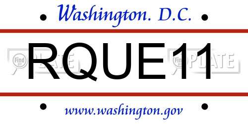 RQUE11 District Of Columbia License Plate