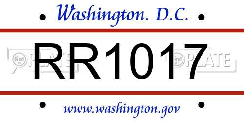 RR1017 District Of Columbia License Plate