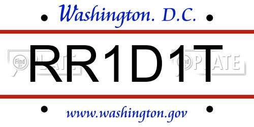 RR1D1T District Of Columbia License Plate