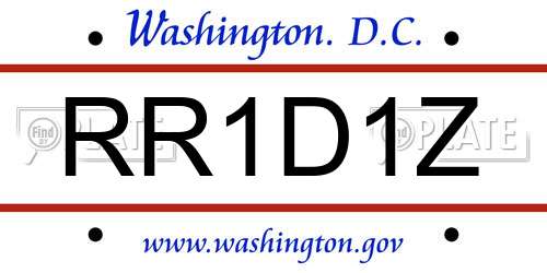 RR1D1Z District Of Columbia License Plate