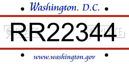 RR22344 District Of Columbia License Plate