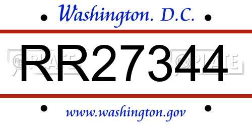 RR27344 District Of Columbia License Plate