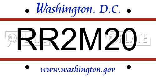 RR2M20 District Of Columbia License Plate