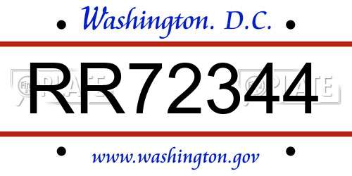 RR72344 District Of Columbia License Plate