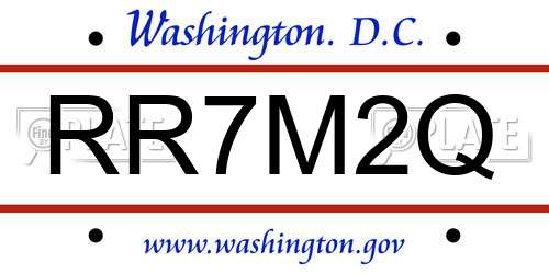 RR7M2Q District Of Columbia License Plate