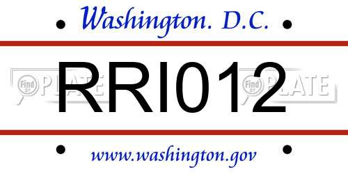RRI012 District Of Columbia License Plate
