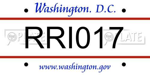 RRI017 District Of Columbia License Plate