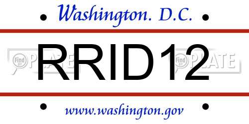 RRID12 District Of Columbia License Plate
