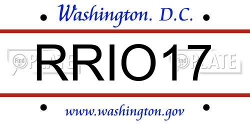 RRIO17 District Of Columbia License Plate