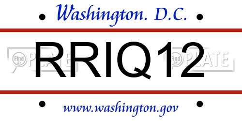 RRIQ12 District Of Columbia License Plate