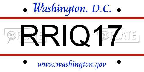 RRIQ17 District Of Columbia License Plate