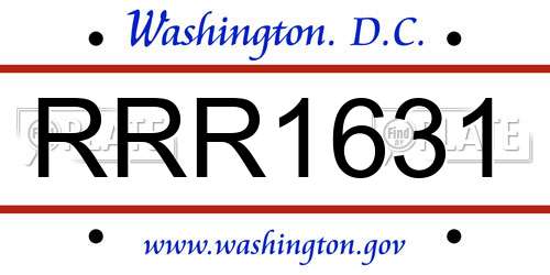 RRR1631 District Of Columbia License Plate