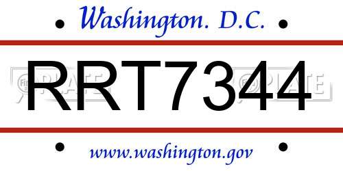 RRT7344 District Of Columbia License Plate