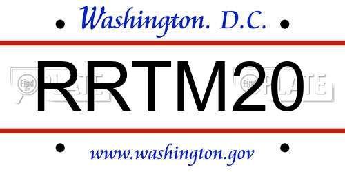 RRTM20 District Of Columbia License Plate
