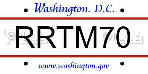 RRTM70 District Of Columbia License Plate