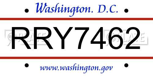 RRY7462 District Of Columbia License Plate