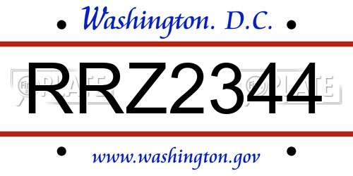 RRZ2344 District Of Columbia License Plate