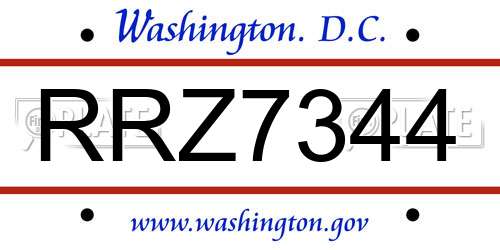 RRZ7344 District Of Columbia License Plate