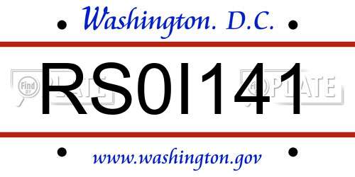 RS0I141 District Of Columbia License Plate