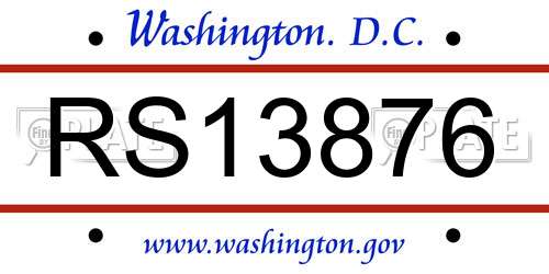 RS13876 District Of Columbia License Plate