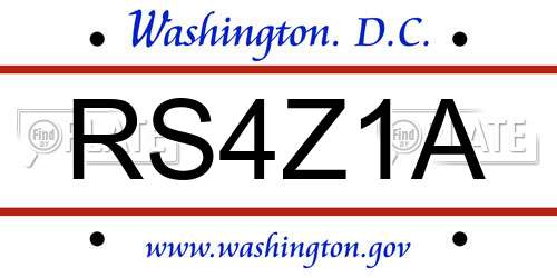 RS4Z1A District Of Columbia License Plate