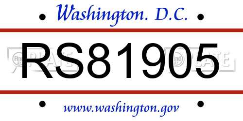 RS81905 District Of Columbia License Plate