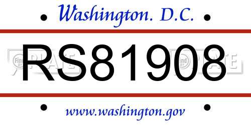 RS81908 District Of Columbia License Plate