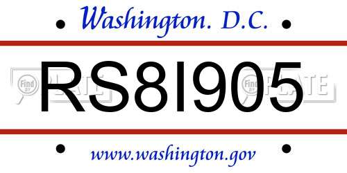 RS8I905 District Of Columbia License Plate