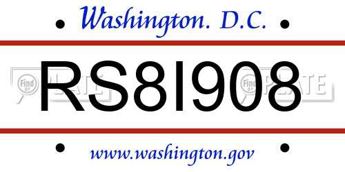 RS8I908 District Of Columbia License Plate