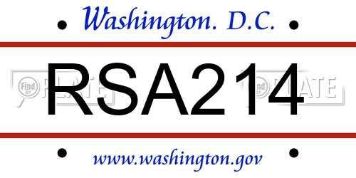 RSA214 District Of Columbia License Plate