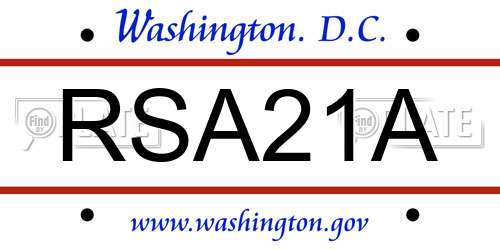 RSA21A District Of Columbia License Plate