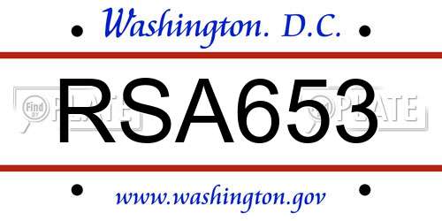RSA653 District Of Columbia License Plate