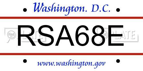 RSA68E District Of Columbia License Plate