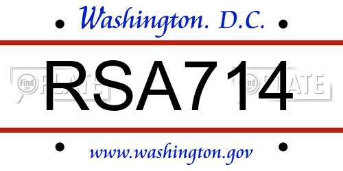 RSA714 District Of Columbia License Plate