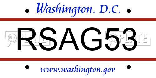 RSAG53 District Of Columbia License Plate