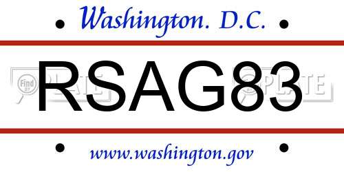 RSAG83 District Of Columbia License Plate