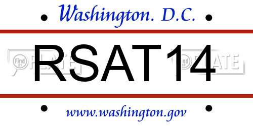 RSAT14 District Of Columbia License Plate