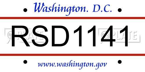 RSD1141 District Of Columbia License Plate