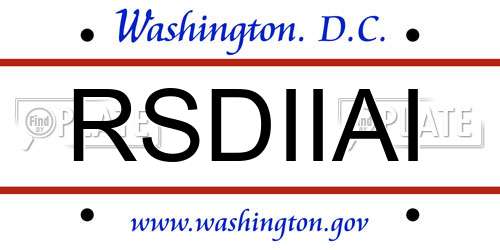 RSDIIAI District Of Columbia License Plate