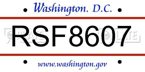 RSF8607 District Of Columbia License Plate
