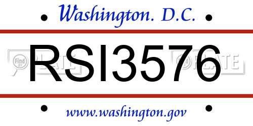 RSI3576 District Of Columbia License Plate